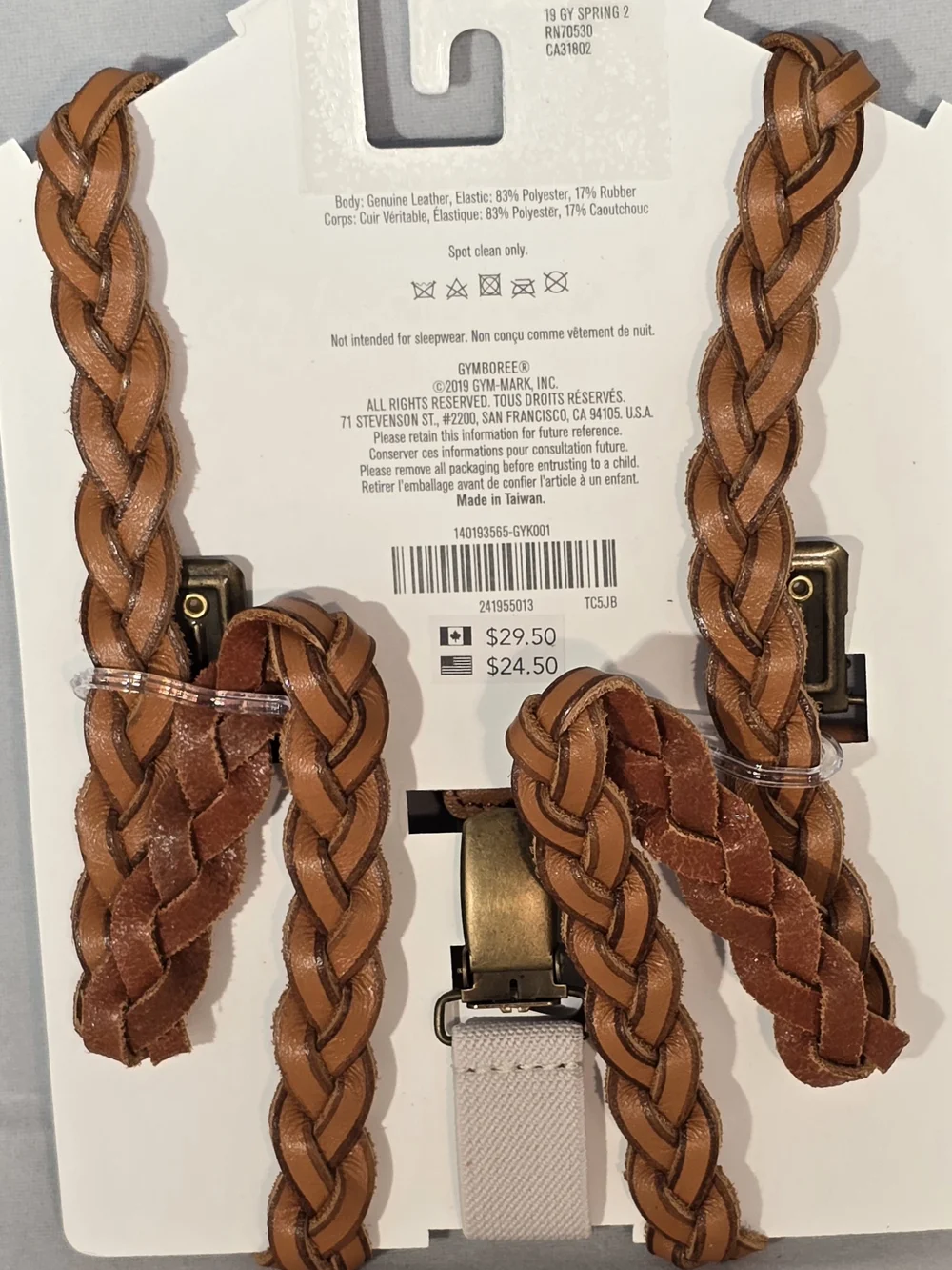 Gymboree Braided Tan Leather-Style Boys' Suspenders